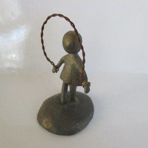 Pewter People Jumprope Girl Vintage Figurine jump roping